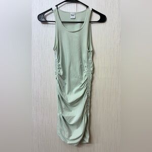 TNA Ruched Bodycon Dress Size S Pastel Sage Green Tank Midi